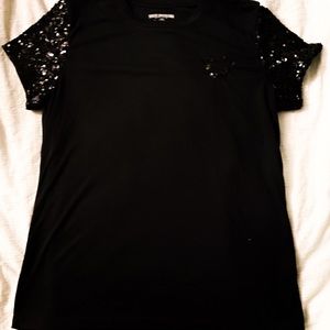 True Religion - XL - Women’s T-shirt - Smoke Free Home - Sequin Logo & Shoulders